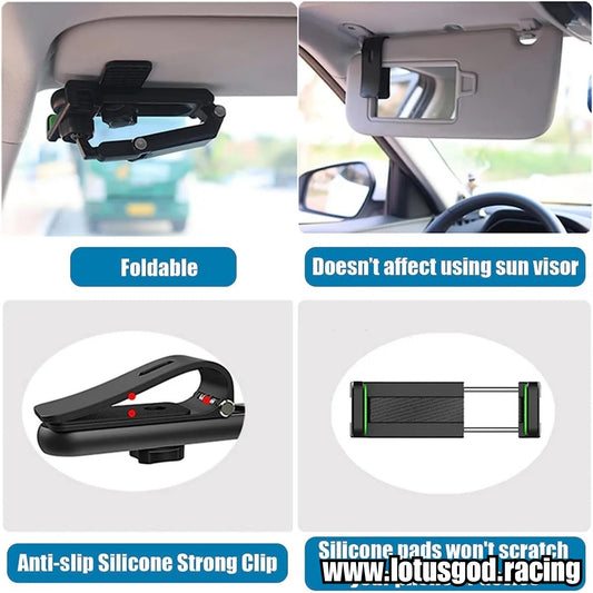 Universal 360 Degree Adjustable Android Iphone Hp Holder Clip On Sun Visor Rear View Mirror Table Stand Phone Holder