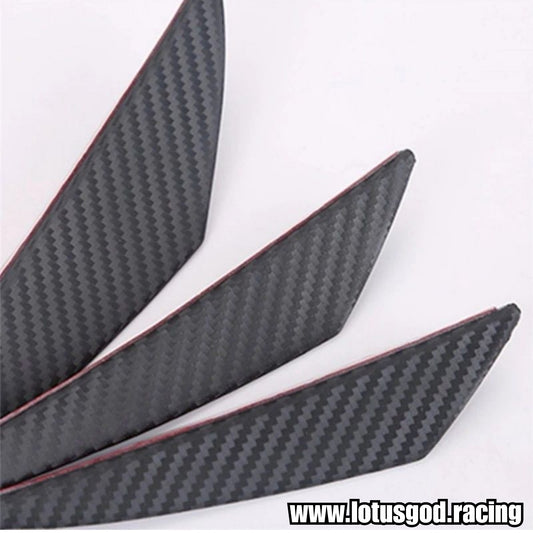 Universal 6 Pieces Flexible Black | Carbon Fiber Look Canard Splitter For Race Car Truck Van Lorry Front Bumper Boot Spoiler