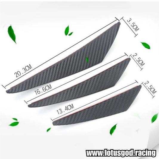 Universal 6 Pieces Flexible Black | Carbon Fiber Look Canard Splitter For Race Car Truck Van Lorry Front Bumper Boot Spoiler