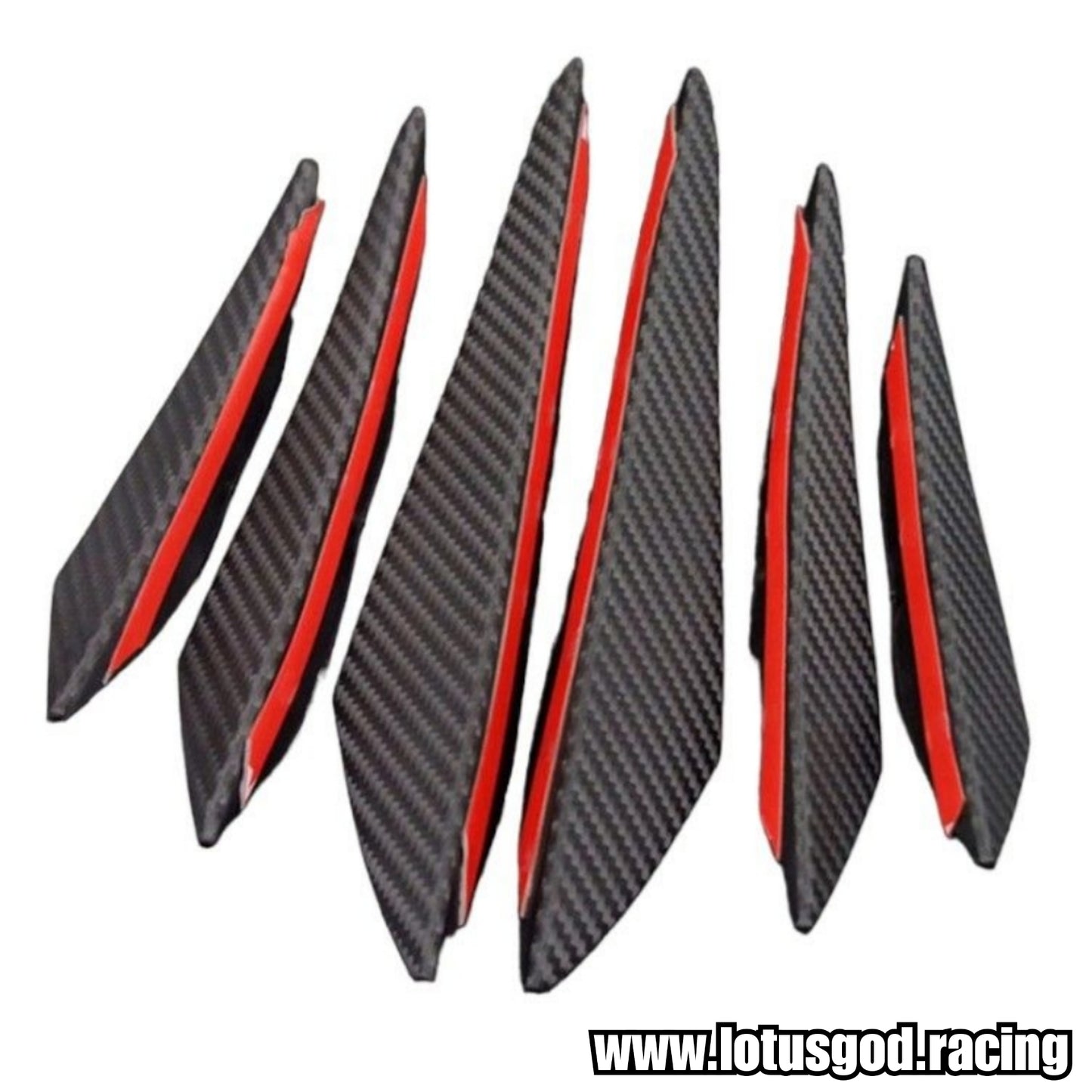 Universal 6 Pieces Flexible Black | Carbon Fiber Look Canard Splitter For Race Car Truck Van Lorry Front Bumper Boot Spoiler