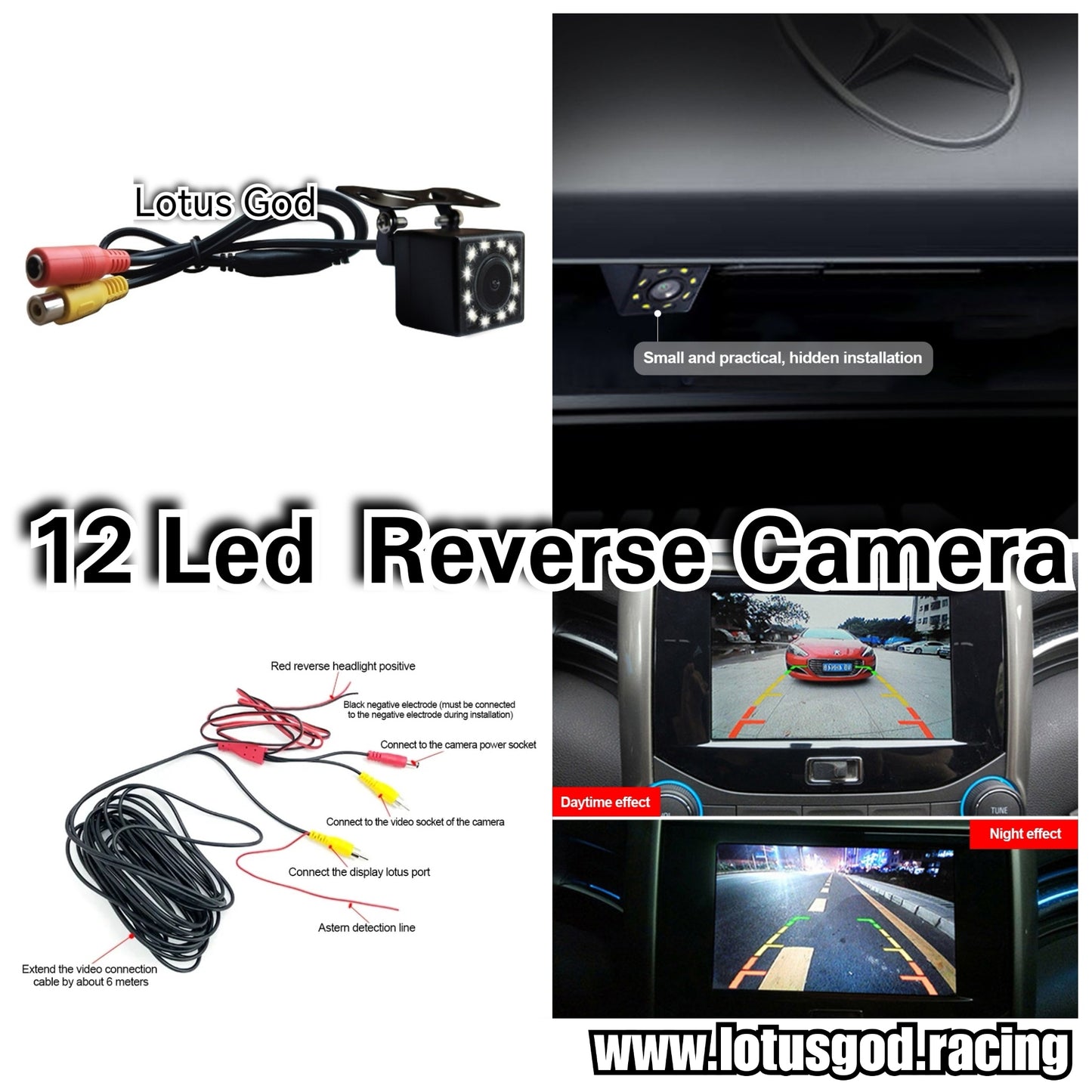 12 LED Under Car Plate Hidden Reverse Camera Licence Plate Holder 170 Degree Rear Cam For Car Android Head Audio Unit