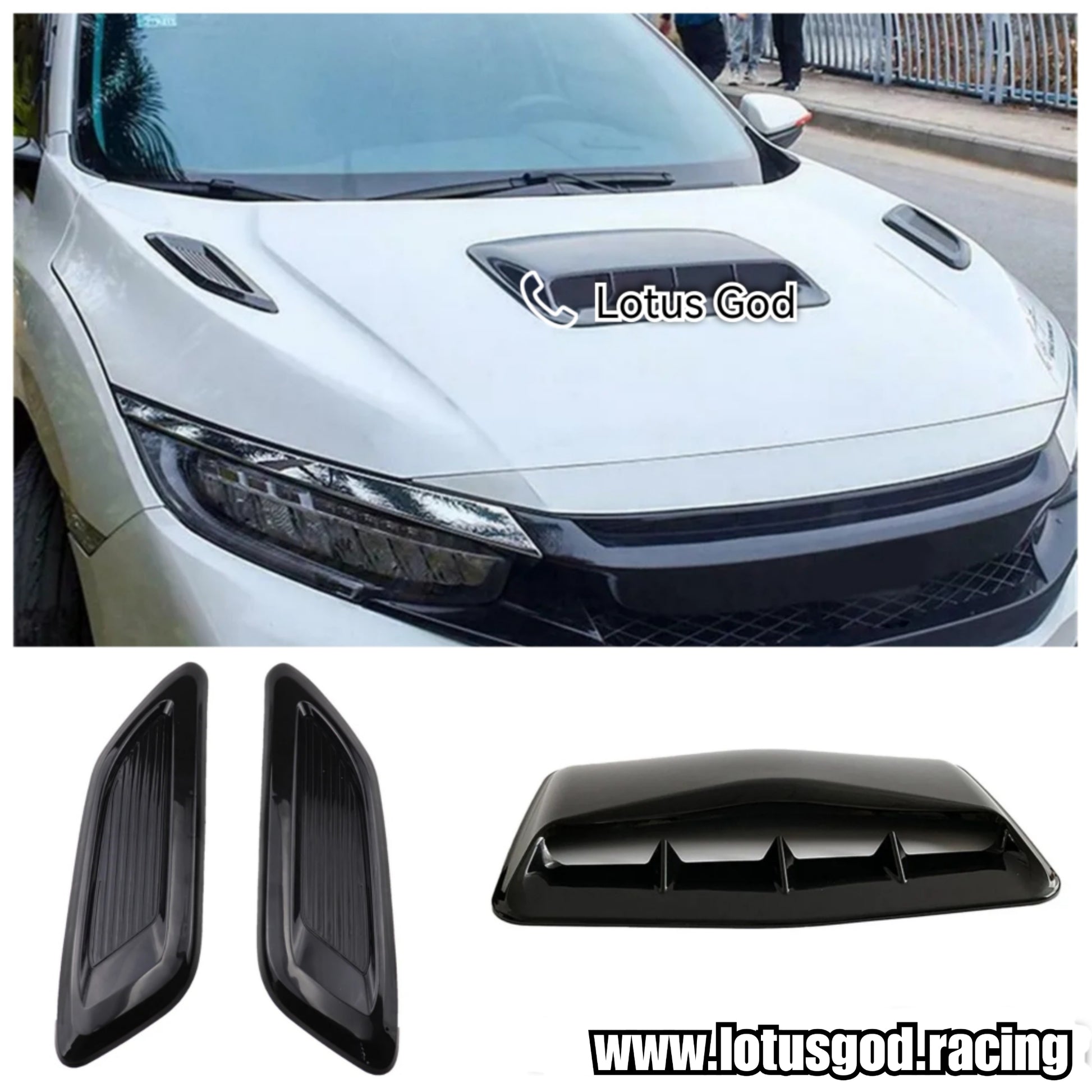 Black Universal Car Decorative Air Flow Intake Scoop ABS and Aluminum –  Lotus God Car Accessories