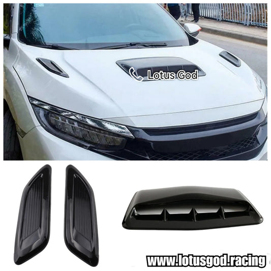 Black Universal Car Decorative Air Flow Intake Scoop ABS and Aluminum Grille Mesh Bonnet Vent Cover Hood Sticker Car Styling Accessories