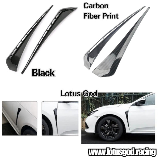 Universal Black | Carbon Cubic Print Side Door Air Vent Racing Fin Fender Cover Fierce Race Car Look