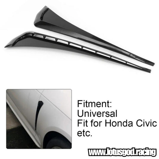 Universal Black | Carbon Cubic Print Side Door Air Vent Racing Fin Fender Cover Fierce Race Car Look