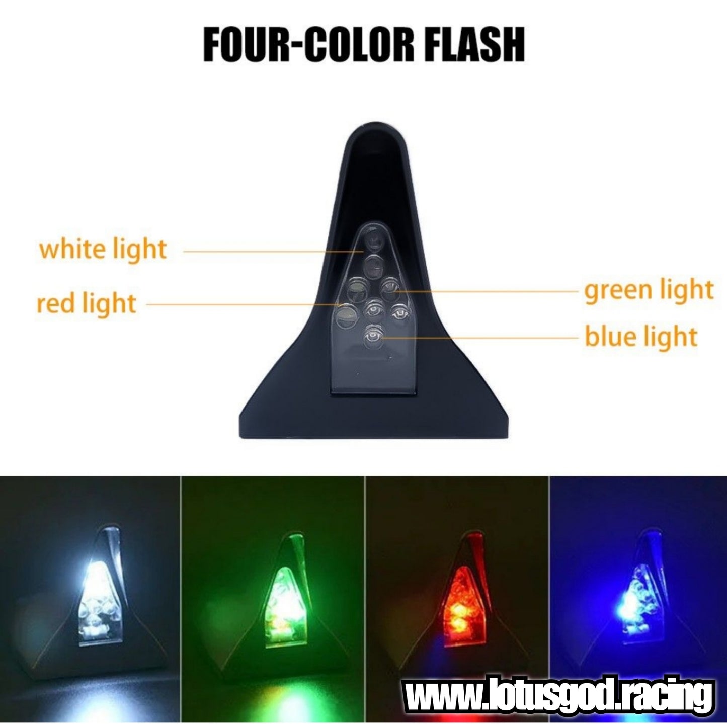 Universal Black Roof Shark Fin Solar Led Rainbow Auto Warning Light