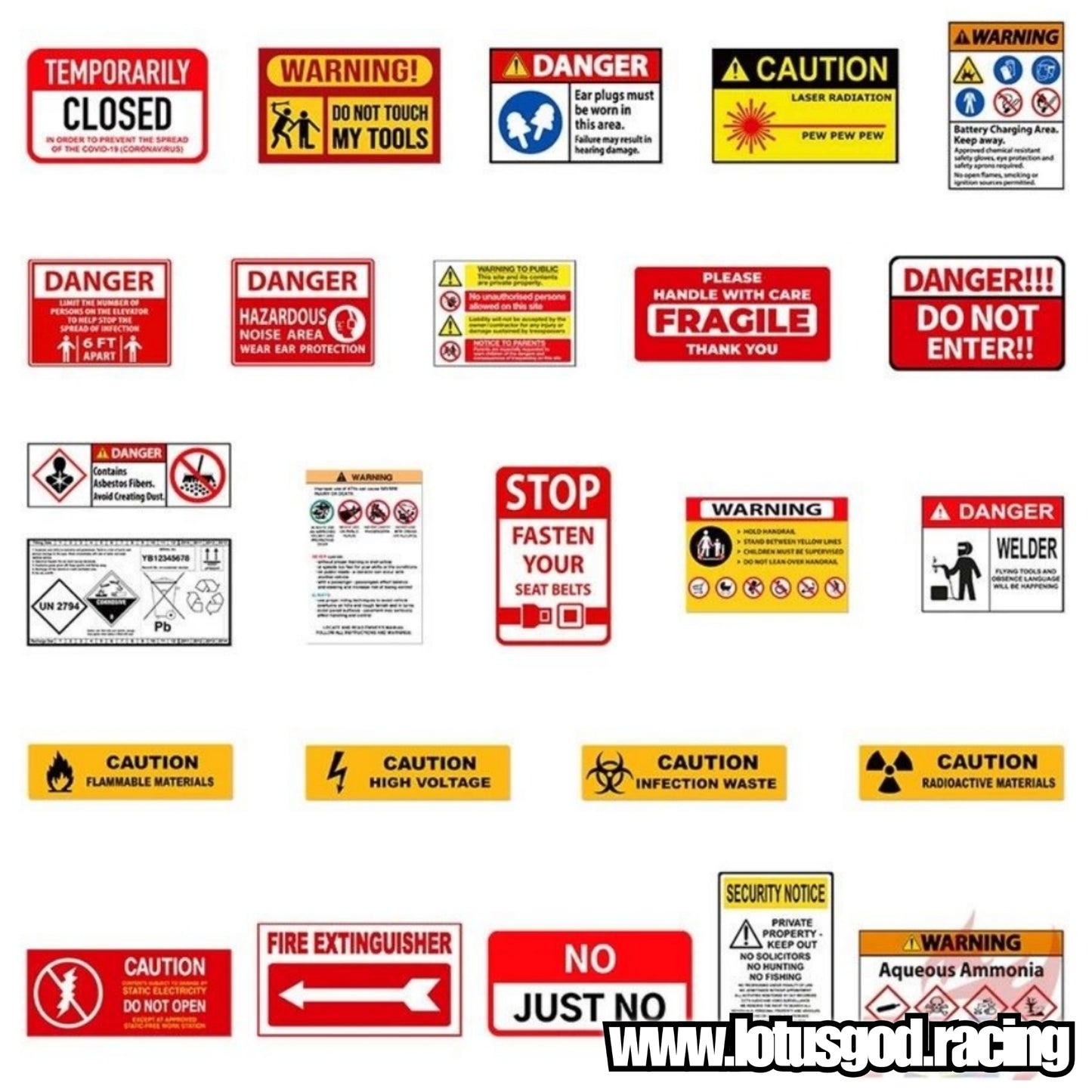 60 Small Pieces Warning Sign DIY Car Bike Colour Random Sticker Bomb Decals