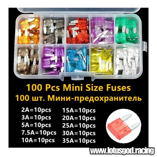 100 Pieces Of Mini Fuse Box 40A/3A/5A/7.5A/10A/15A/20A/25A/30A/35A