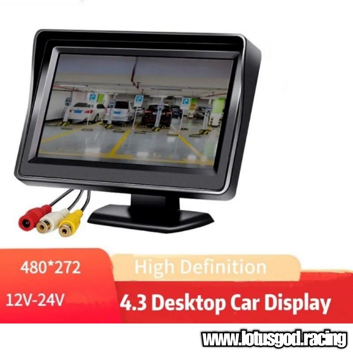 12 Volts 4.3" Reverse Camera Dash Display Ultra Thin Rear View Cam Priority Screen Led TFT Colour Dashboard Monitor Stand Safety Panel