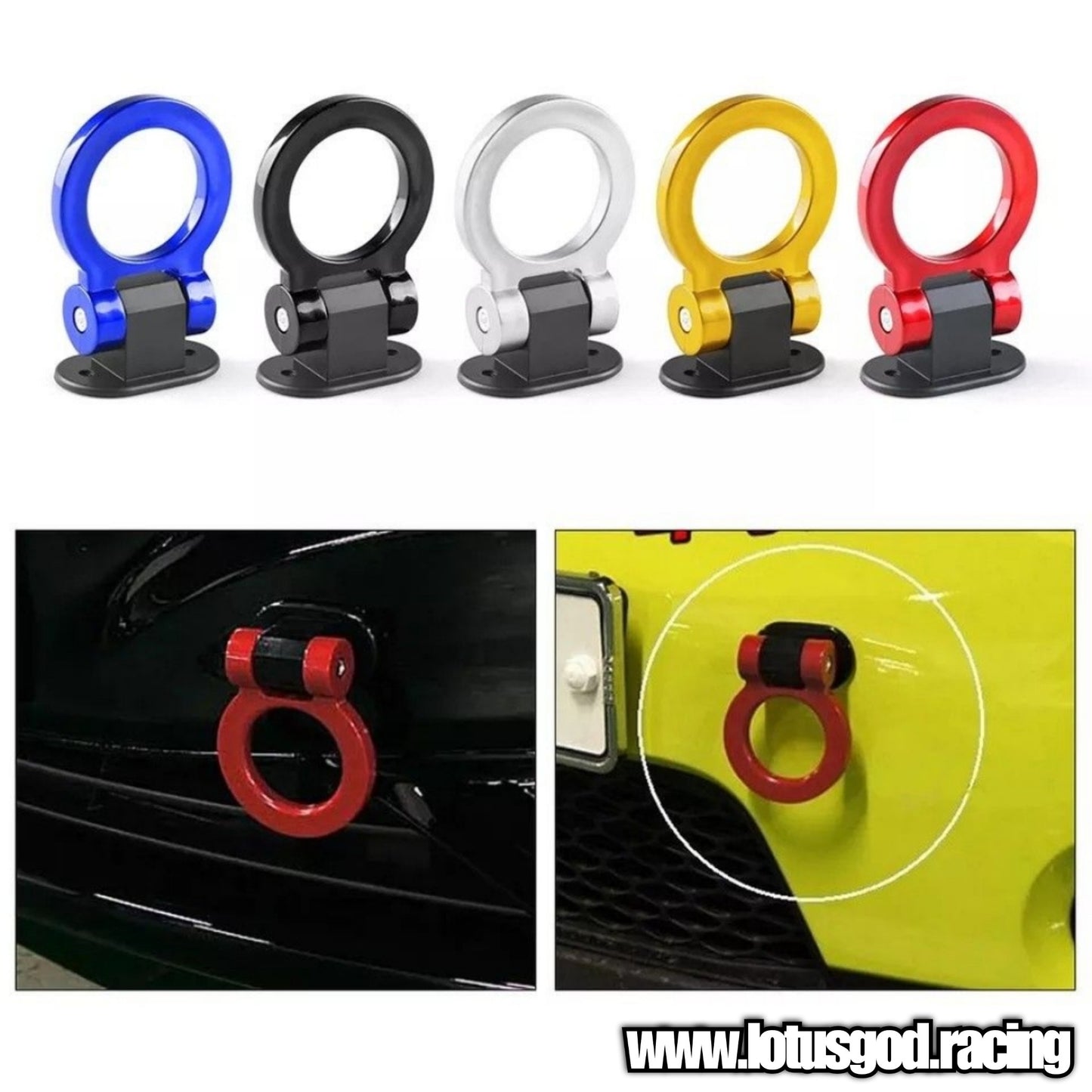 Universal Round ABS Plastic Display Tow Hook Front Rear Bumper Sticker Strap Ropes Towing Bars