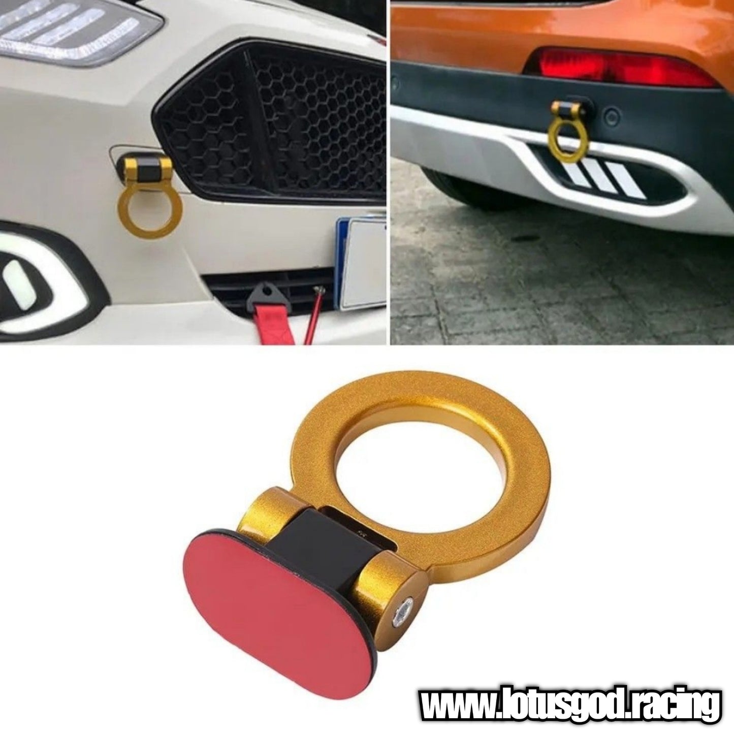 Universal Round ABS Plastic Display Tow Hook Front Rear Bumper Sticker Strap Ropes Towing Bars