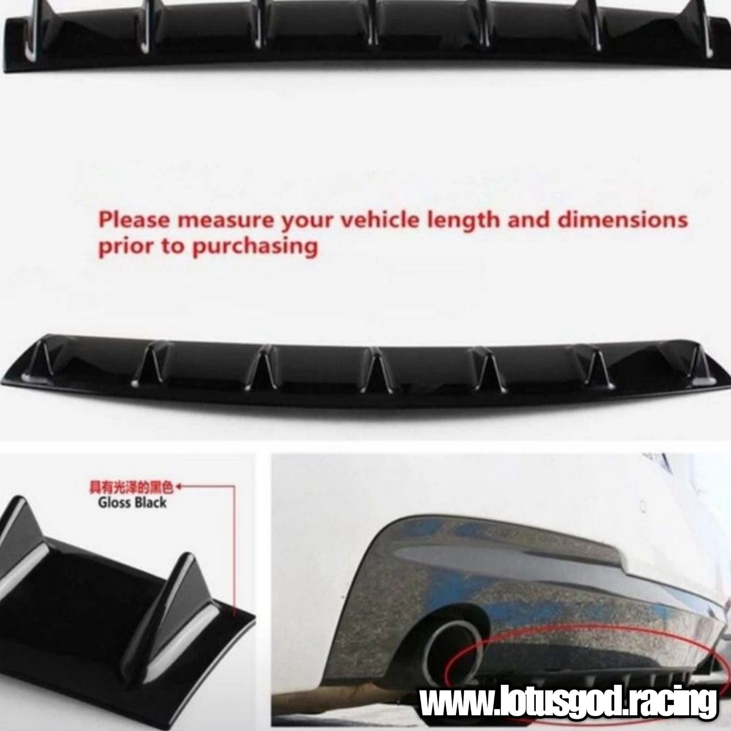 Universal 5 | 7 Shark Fins Canard Wing Lip Lower Chassis Spolier Diffuser Black ABS For Rear Bumper