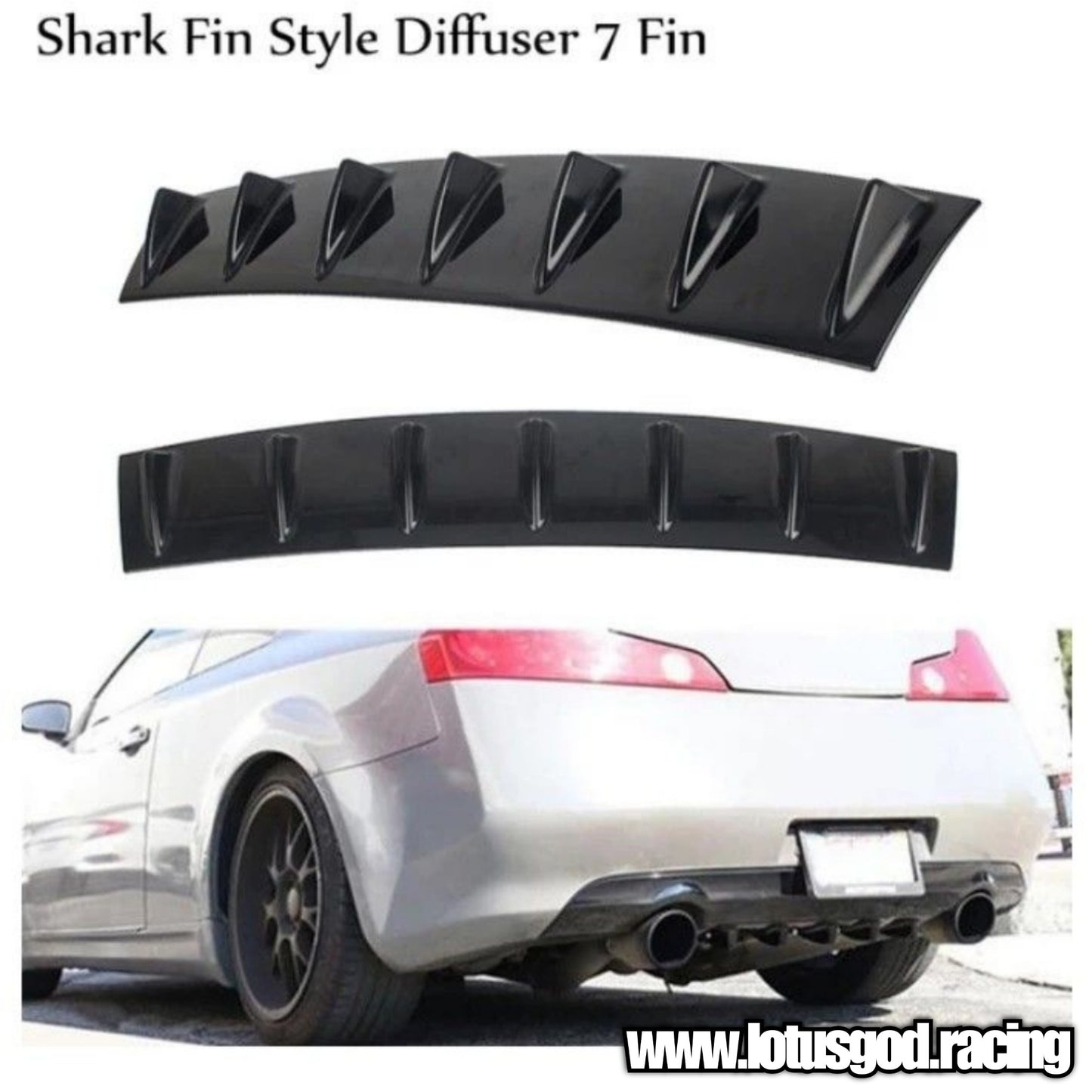 Universal 5 | 7 Shark Fins Canard Wing Lip Lower Chassis Spolier Diffuser Black ABS For Rear Bumper