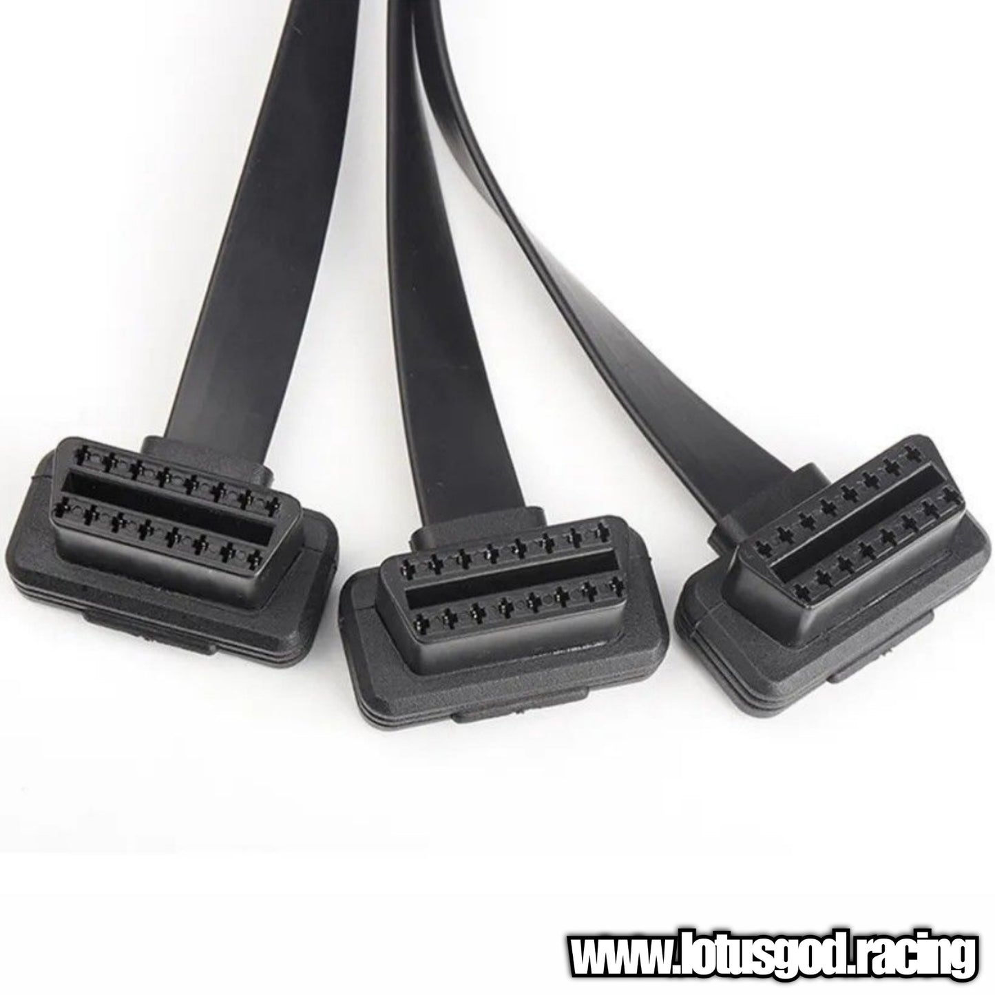 2 | 3 Way Splitter - Flat + Thin 16 Pin OBD 2 Extender OBD2 ELM327 Male To Dual Female Y Elbow OBDII Extension Connector Cable Socket For Car