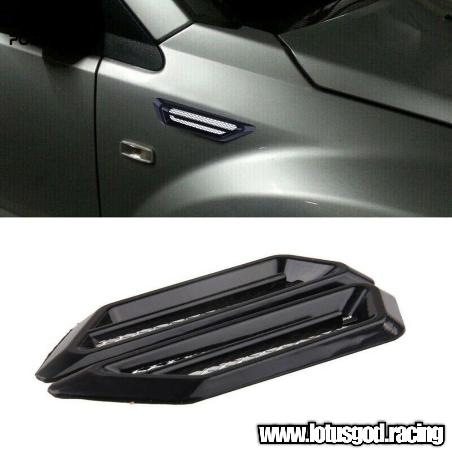 Universal Front Rear Fender Bumper Air Flow Intake Black Shark Fin Panel Grill Vent