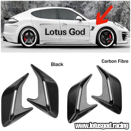 Universal Black | Carbon Fiber Front Rear Fender Bumper Air Flow Intake Shark Fin Canard Panel Grill Vent