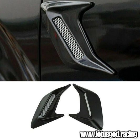 Universal Black | Carbon Fiber Front Rear Fender Bumper Air Flow Intake Shark Fin Canard Panel Grill Vent