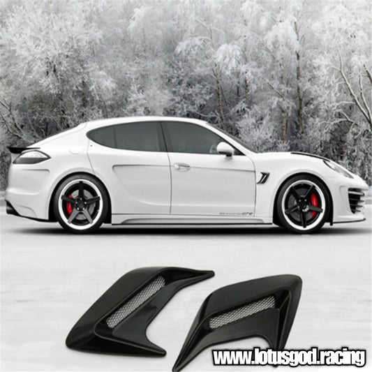 Universal Black | Carbon Fiber Front Rear Fender Bumper Air Flow Intake Shark Fin Canard Panel Grill Vent