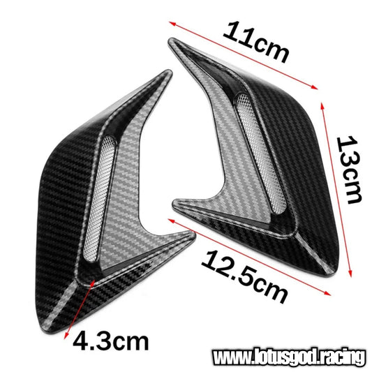 Universal Black | Carbon Fiber Front Rear Fender Bumper Air Flow Intake Shark Fin Canard Panel Grill Vent