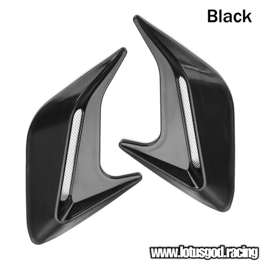 Universal Black | Carbon Fiber Front Rear Fender Bumper Air Flow Intake Shark Fin Canard Panel Grill Vent