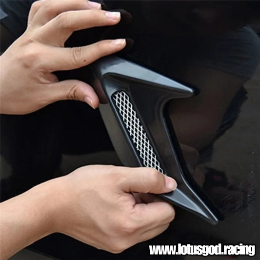 Universal Black | Carbon Fiber Front Rear Fender Bumper Air Flow Intake Shark Fin Canard Panel Grill Vent