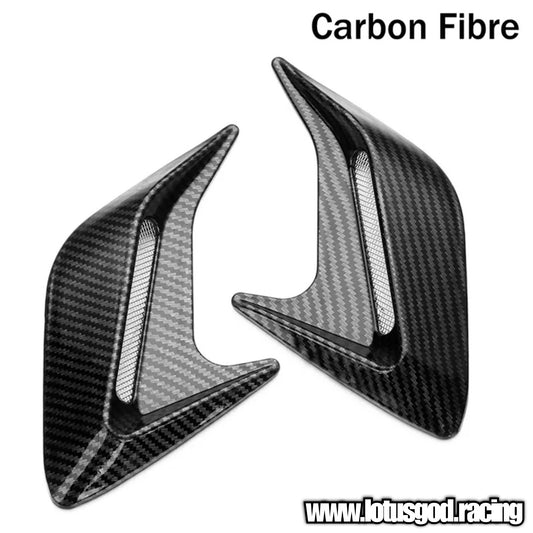 Universal Black | Carbon Fiber Front Rear Fender Bumper Air Flow Intake Shark Fin Canard Panel Grill Vent