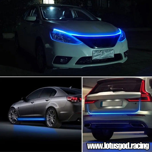 12 Volts Super Blue 60cm Sequential Scan Mode Bright Led Light Car Hood Strip Interior Dashboard Ambient Neon Lamp