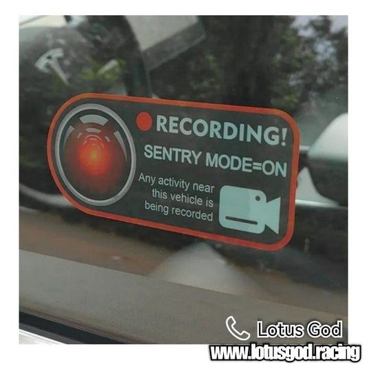 Warning 11cm X 5cm Sentry Recording Mode on Stick Inside Window Glass Sticker Decal