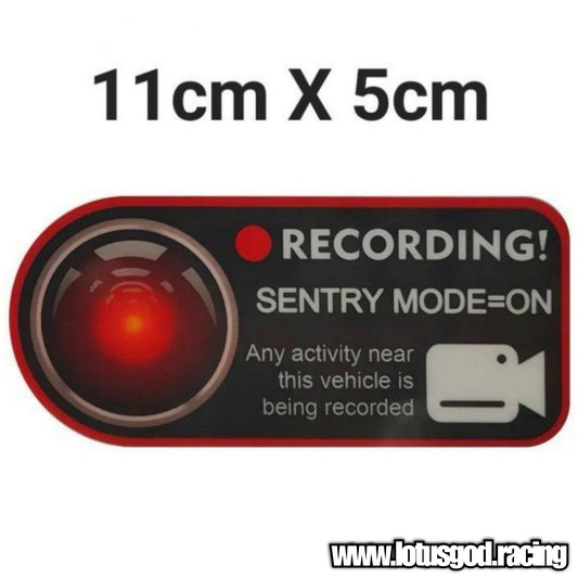 Warning 11cm X 5cm Sentry Recording Mode on Stick Inside Window Glass Sticker Decal