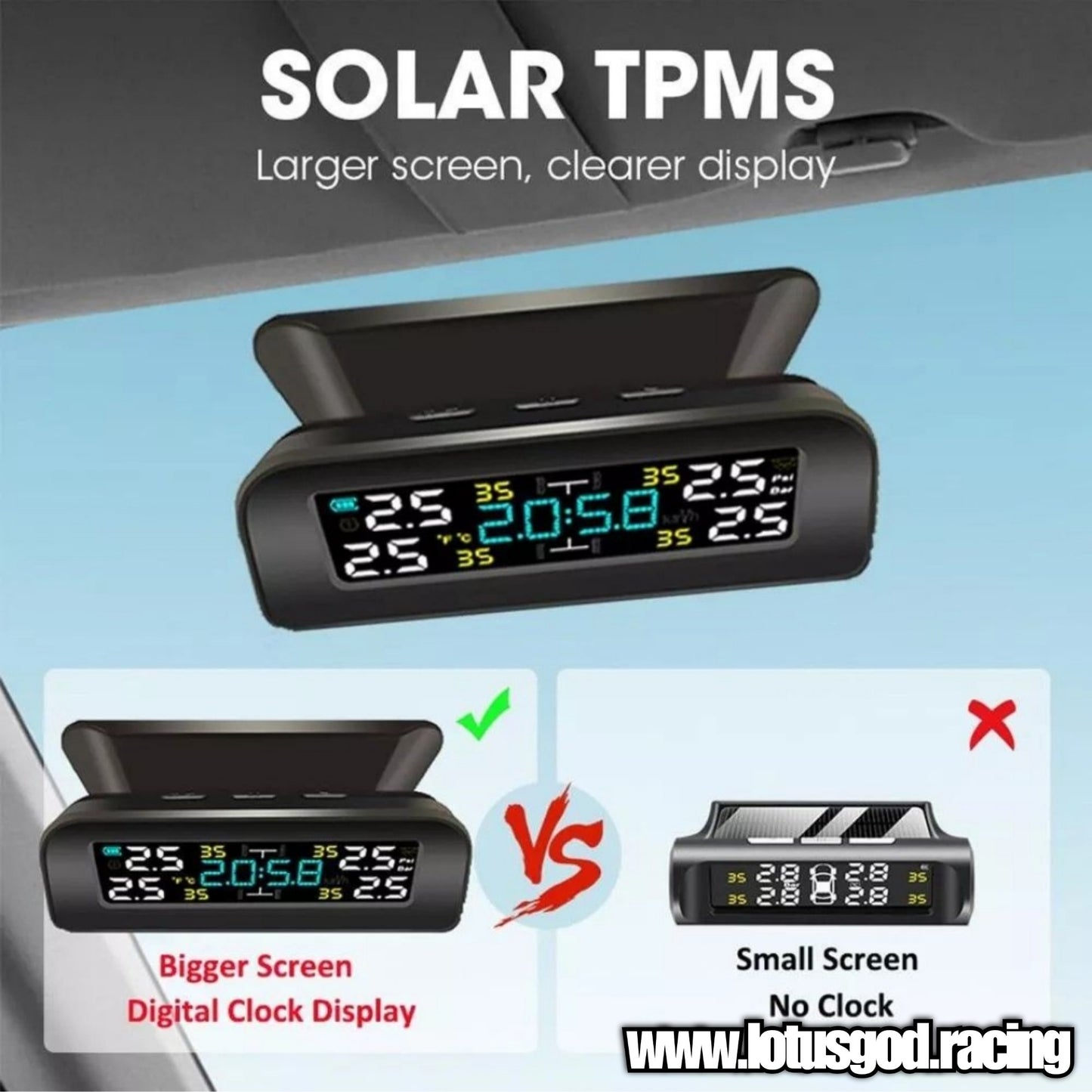 Tpms Wireless Solar Power Rechargeable USB LED Internal | External Tyre Pressure Monitoring System for Real Time Detection