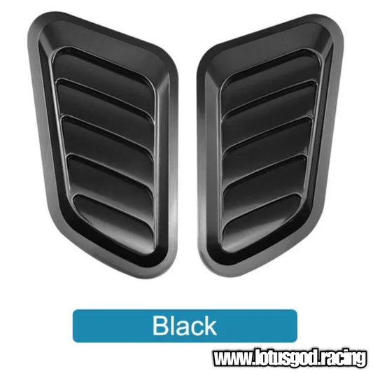 Black | Carbon Fiber Print Bonnet Display Air Flow Intake Hood Scoop Shark Fin Vent Cover Auto Exterior Car Accessories