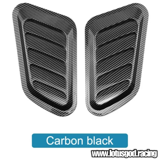 Black | Carbon Fiber Print Bonnet Display Air Flow Intake Hood Scoop Shark Fin Vent Cover Auto Exterior Car Accessories