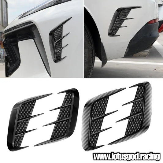 Universal Black | Carbon Fiber Front Rear Fender Bumper Air Flow Intake Shark Fin Panel Grill Vent