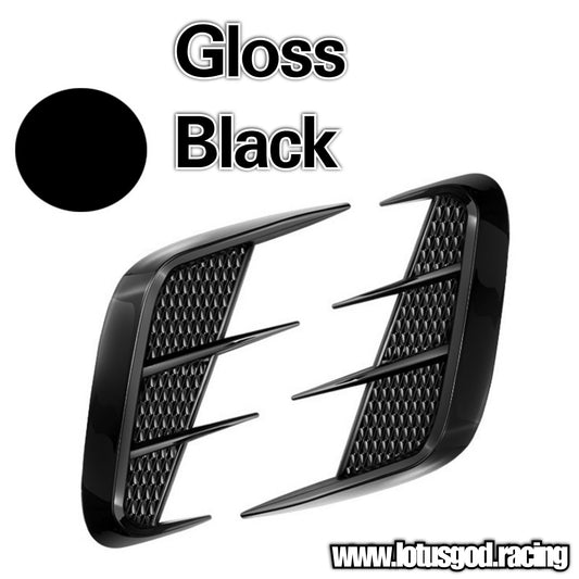 Universal Black | Carbon Fiber Front Rear Fender Bumper Air Flow Intake Shark Fin Panel Grill Vent