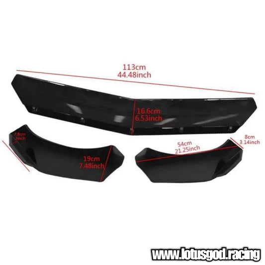 3 Pieces Custom Universal Front Car Bumper Splitter Bodykit Black ABS Plastic Lips