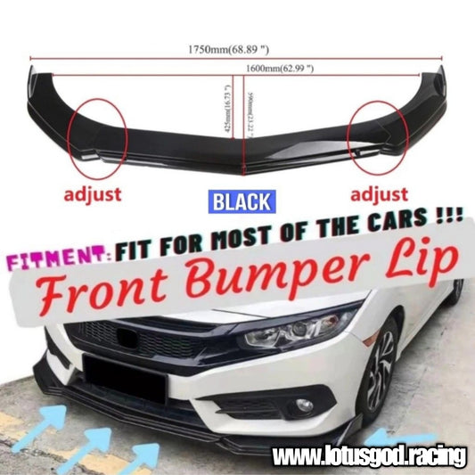 3 Pieces Custom Universal Front Car Bumper Splitter Bodykit Black ABS Plastic Lips