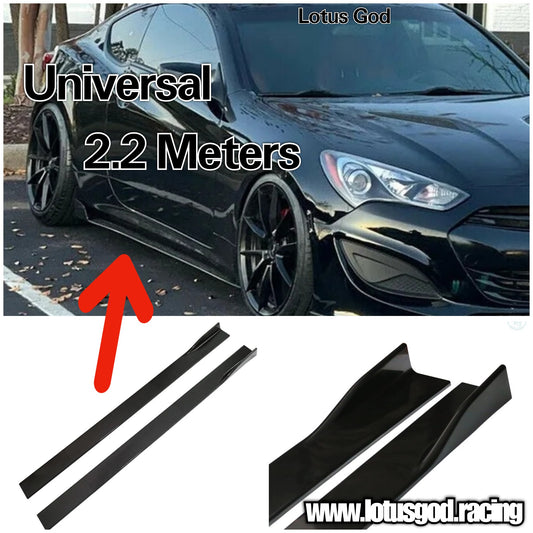 Universal 2.2 Meters Side Skirt Extension Splitter Add On Diffuser Black Lips Fins For Most Vehicle