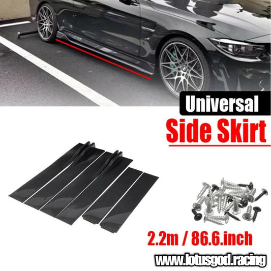 Universal 2.2 Meters Side Skirt Extension Splitter Add On Diffuser Black Lips Fins For Most Vehicle