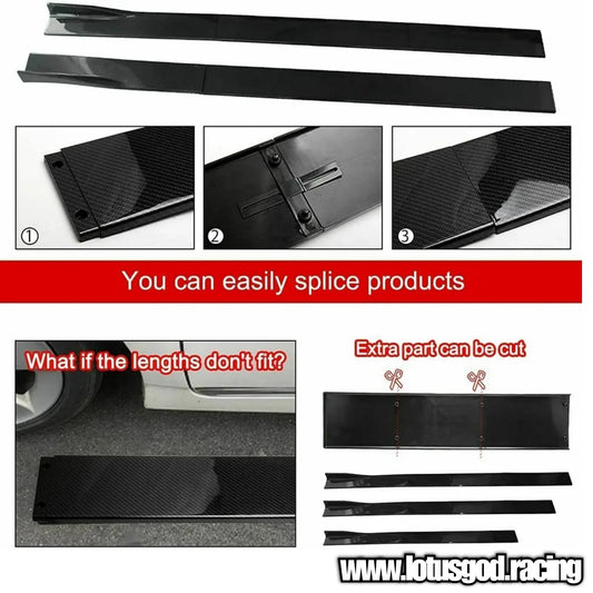 Universal 2.2 Meters Side Skirt Extension Splitter Add On Diffuser Black Lips Fins For Most Vehicle