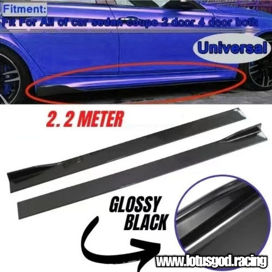 Universal 2.2 Meters Side Skirt Extension Splitter Add On Diffuser Black Lips Fins For Most Vehicle