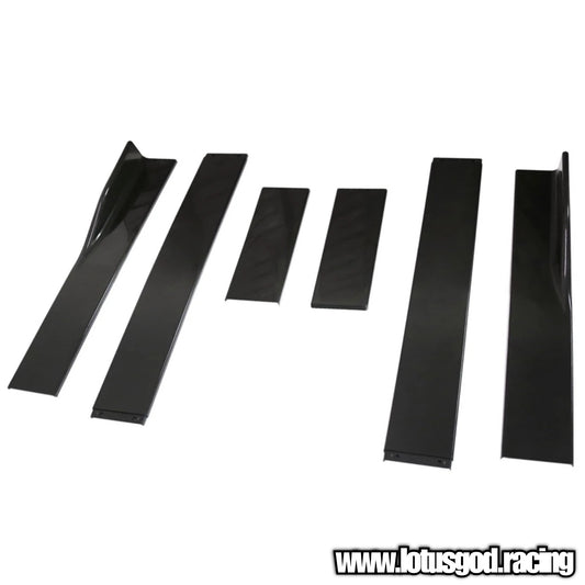 Universal 2.2 Meters Side Skirt Extension Splitter Add On Diffuser Black Lips Fins For Most Vehicle