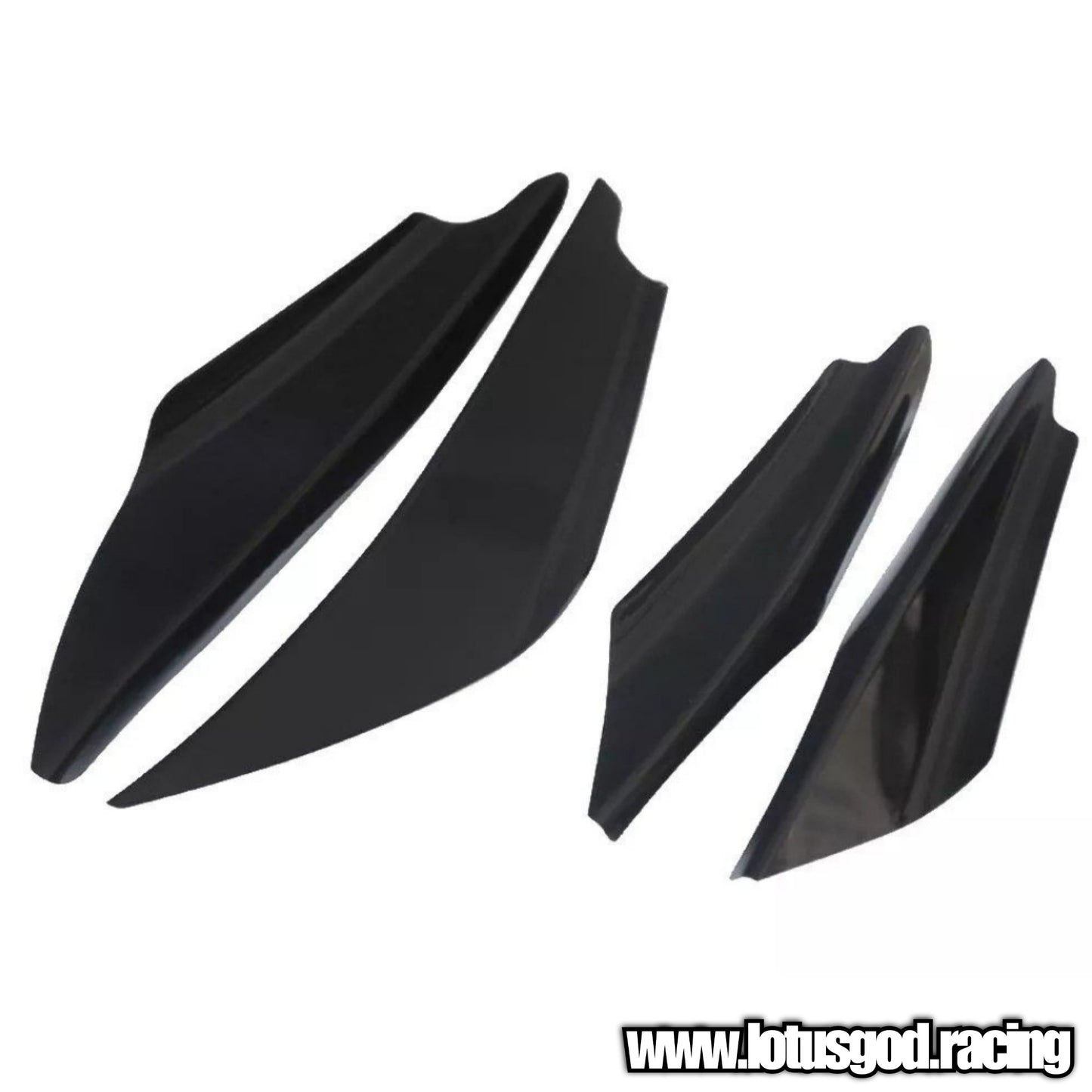 4 X Universal Black | Carbon Fiber Print Front Bumper Rear Splitter Fin Canard Shark Fin Set