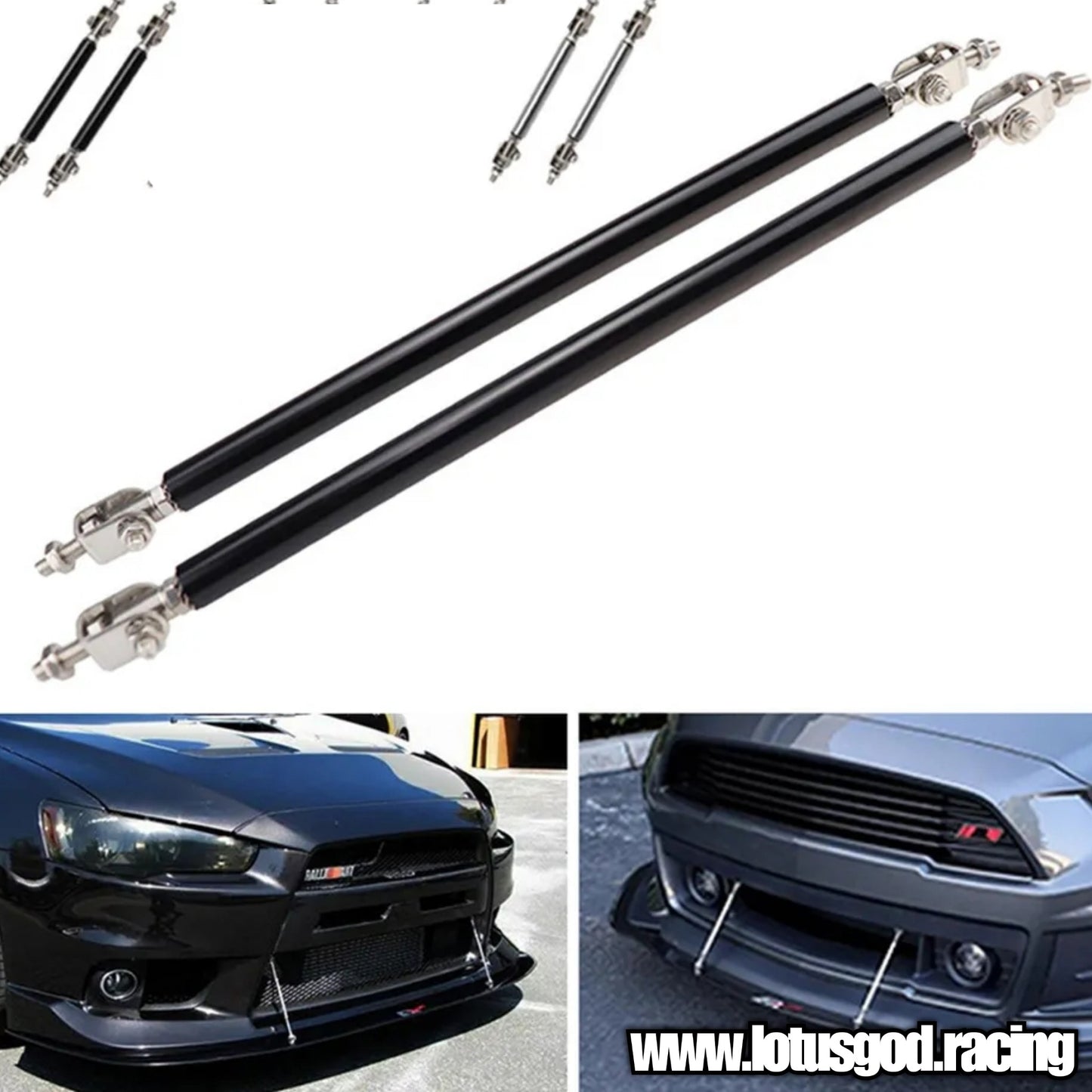 Universal Black | Silver 7.5cm | 10cm | 15cm Front Body Kit Bumper Splitter Bodykit Lip Rods