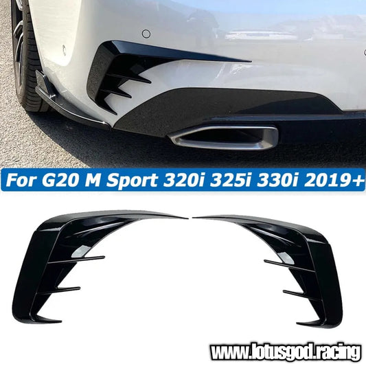 2 X New Car Rear Bumper Canards Lip Splitter Trim Fins For BMW 3 Series 318 320 330 G20 M Sport Power M340i 2019 2020 2021 2022