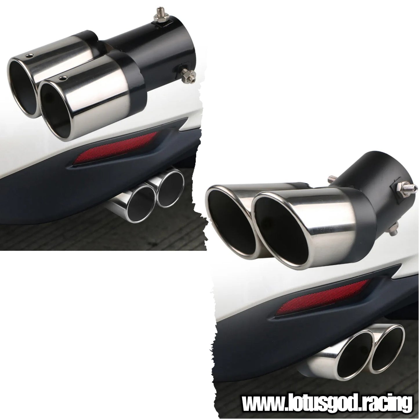 Universal Single 63mm To 2 Outlet Twin Dual Stainless Steel Exhaust Pipe Muffler Tips