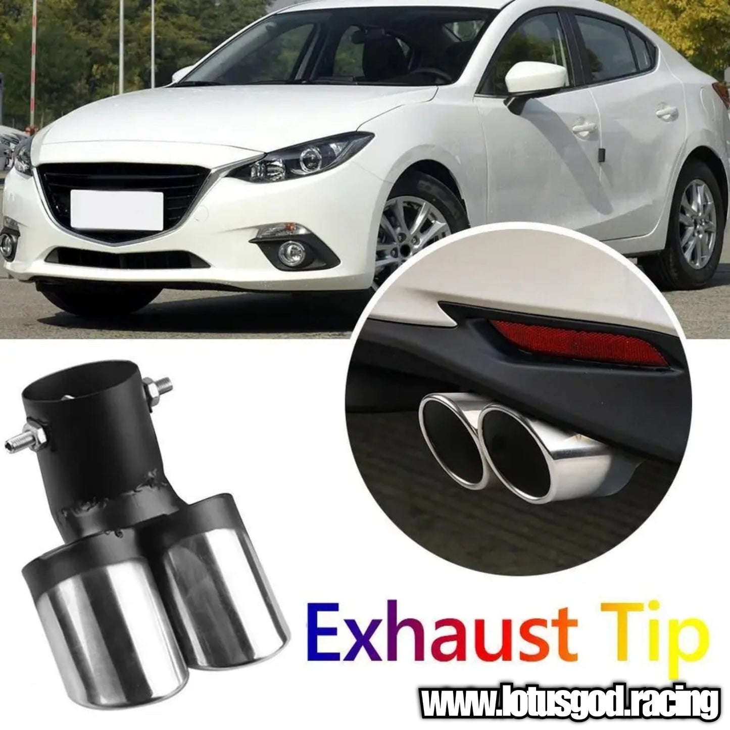 Universal Single 63mm To 2 Outlet Twin Dual Stainless Steel Exhaust Pipe Muffler Tips