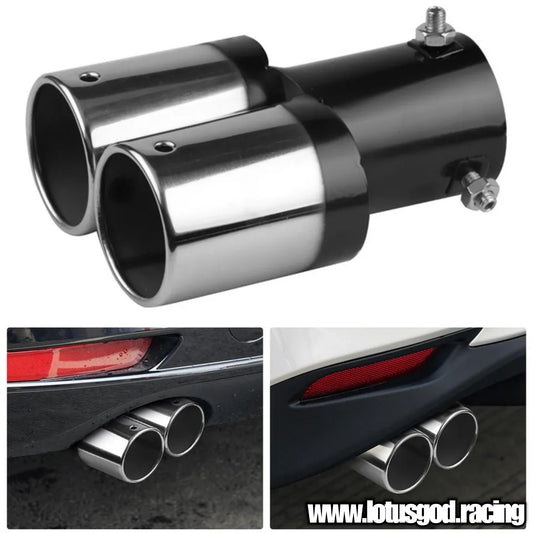 Universal Single 63mm To 2 Outlet Twin Dual Stainless Steel Exhaust Pipe Muffler Tips