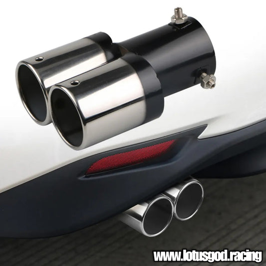 Universal Single 63mm To 2 Outlet Twin Dual Stainless Steel Exhaust Pipe Muffler Tips