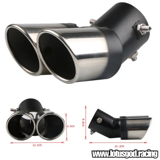 Universal Single 63mm To 2 Outlet Twin Dual Stainless Steel Exhaust Pipe Muffler Tips