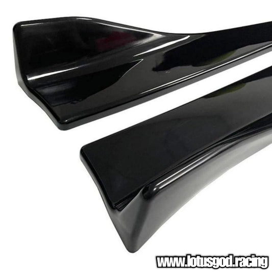 2 X Universal Black ABS Side Skirt Fin / Rear Bumper Bodykit Add On Lip Diffuser Extension